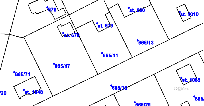 Parcela st. 665/11 v KÚ Šestajovice u Prahy, Katastrální mapa