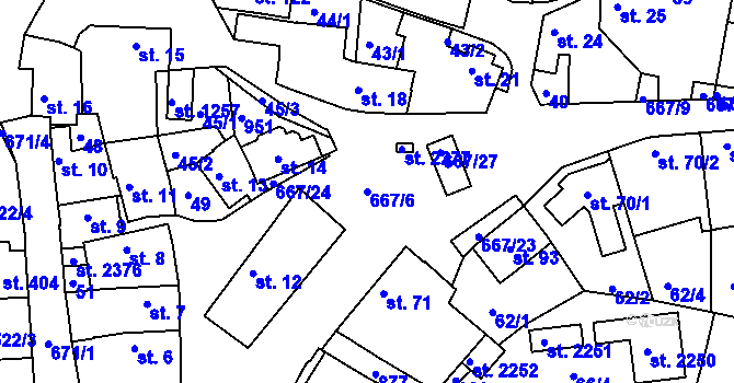 Parcela st. 667/6 v KÚ Šestajovice u Prahy, Katastrální mapa