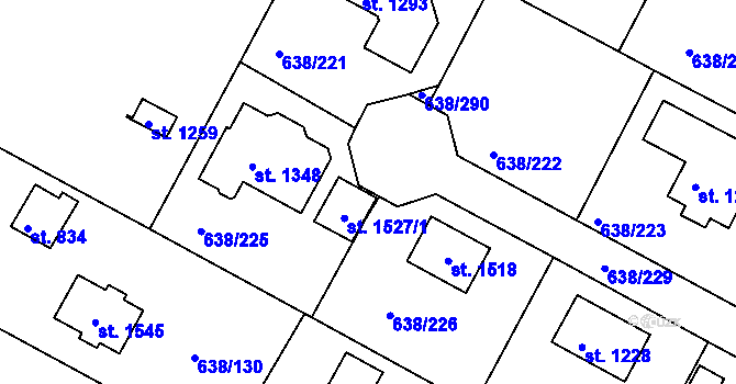 Parcela st. 638/292 v KÚ Šestajovice u Prahy, Katastrální mapa