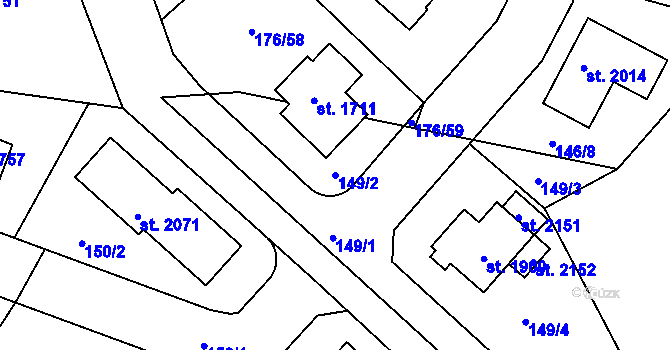 Parcela st. 149/2 v KÚ Šestajovice u Prahy, Katastrální mapa