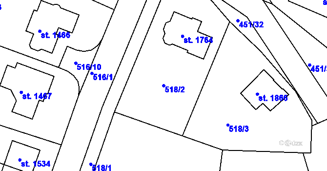 Parcela st. 518/2 v KÚ Šestajovice u Prahy, Katastrální mapa