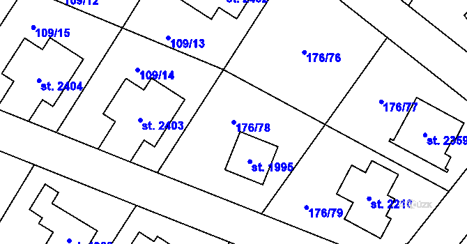 Parcela st. 176/78 v KÚ Šestajovice u Prahy, Katastrální mapa