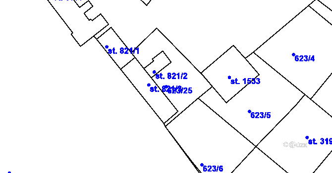 Parcela st. 623/25 v KÚ Šestajovice u Prahy, Katastrální mapa