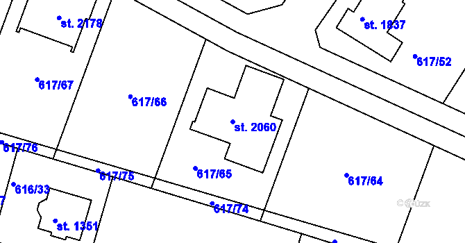 Parcela st. 2060 v KÚ Šestajovice u Prahy, Katastrální mapa