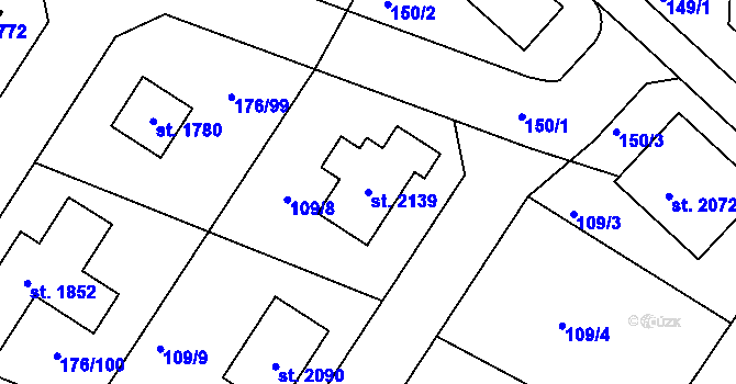 Parcela st. 2139 v KÚ Šestajovice u Prahy, Katastrální mapa