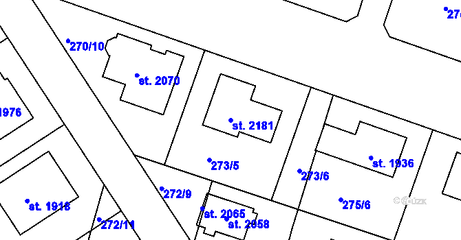 Parcela st. 2181 v KÚ Šestajovice u Prahy, Katastrální mapa