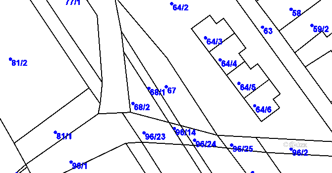 Parcela st. 67 v KÚ Šestajovice u Jaroměře, Katastrální mapa