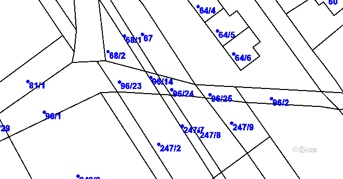 Parcela st. 96/24 v KÚ Šestajovice u Jaroměře, Katastrální mapa
