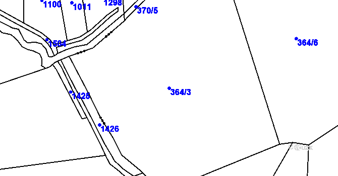Parcela st. 364/3 v KÚ Šestajovice u Jaroměře, Katastrální mapa