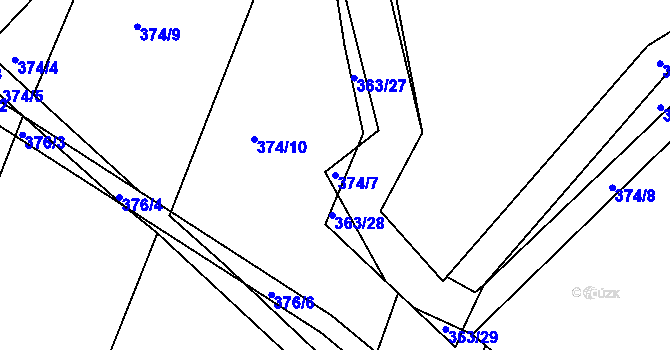 Parcela st. 374/7 v KÚ Šestajovice u Jaroměře, Katastrální mapa
