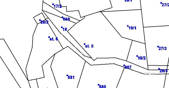 Parcela st. 5 v KÚ Šetějovice, Katastrální mapa