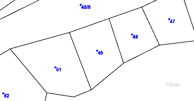 Parcela st. 49 v KÚ Šetějovice, Katastrální mapa