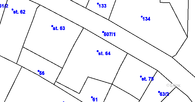 Parcela st. 64 v KÚ Mazelov, Katastrální mapa