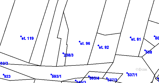 Parcela st. 96 v KÚ Mazelov, Katastrální mapa