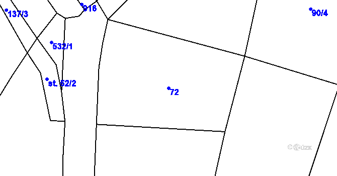 Parcela st. 72 v KÚ Mazelov, Katastrální mapa