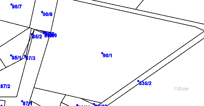 Parcela st. 90/1 v KÚ Mazelov, Katastrální mapa