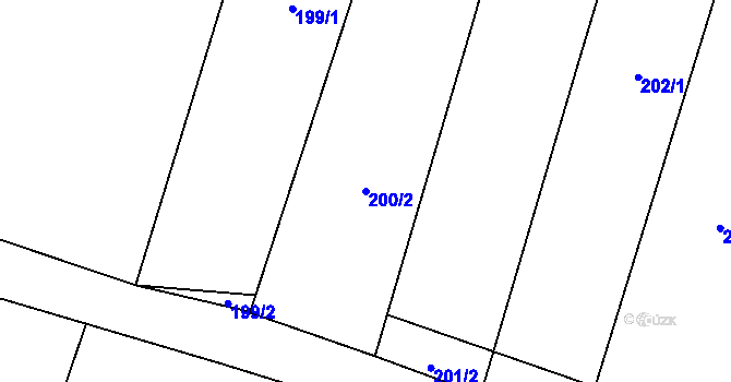 Parcela st. 200/2 v KÚ Mazelov, Katastrální mapa