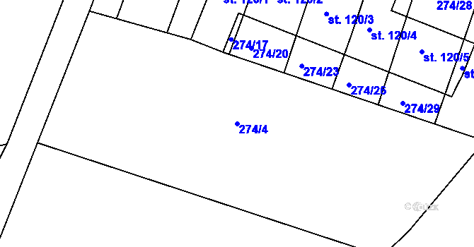 Parcela st. 274/4 v KÚ Mazelov, Katastrální mapa