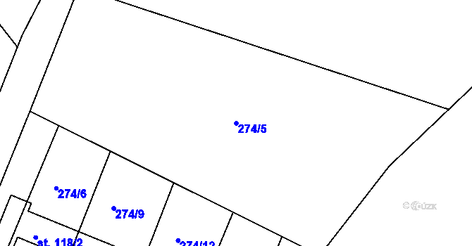 Parcela st. 274/5 v KÚ Mazelov, Katastrální mapa