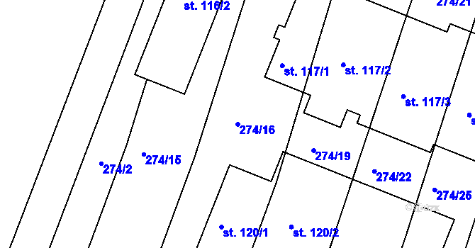 Parcela st. 274/16 v KÚ Mazelov, Katastrální mapa