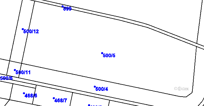 Parcela st. 500/5 v KÚ Mazelov, Katastrální mapa