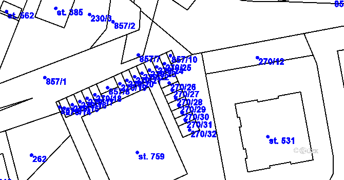 Parcela st. 270/27 v KÚ Ševětín, Katastrální mapa