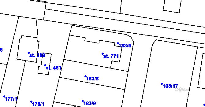 Parcela st. 771 v KÚ Ševětín, Katastrální mapa