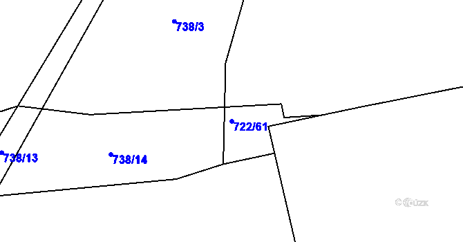 Parcela st. 722/61 v KÚ Ševětín, Katastrální mapa