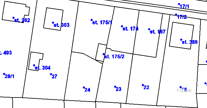 Parcela st. 175/2 v KÚ Ševětín, Katastrální mapa