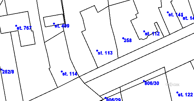 Parcela st. 113 v KÚ Ševětín, Katastrální mapa