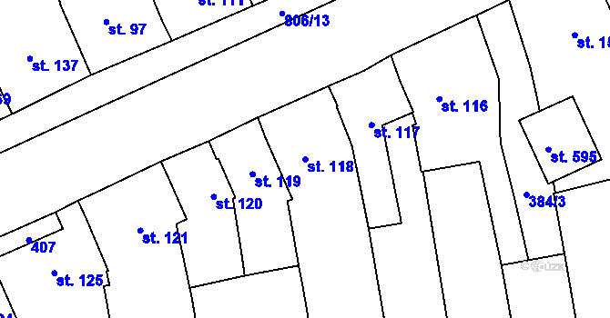 Parcela st. 118 v KÚ Ševětín, Katastrální mapa