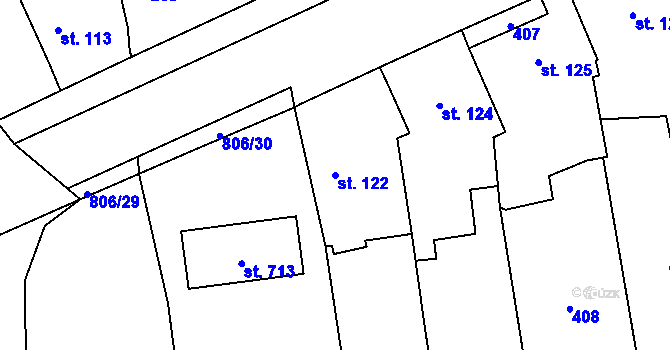 Parcela st. 122 v KÚ Ševětín, Katastrální mapa