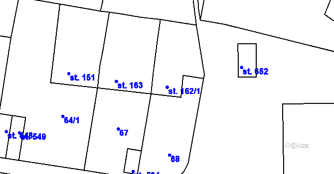 Parcela st. 162/1 v KÚ Ševětín, Katastrální mapa
