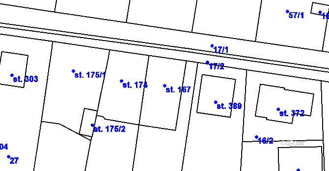Parcela st. 167 v KÚ Ševětín, Katastrální mapa
