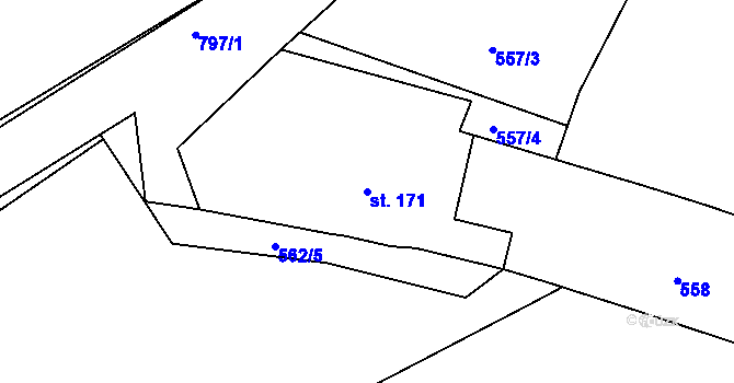 Parcela st. 171 v KÚ Ševětín, Katastrální mapa