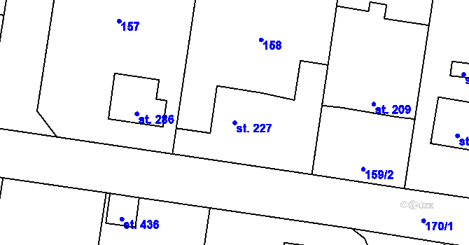 Parcela st. 227 v KÚ Ševětín, Katastrální mapa
