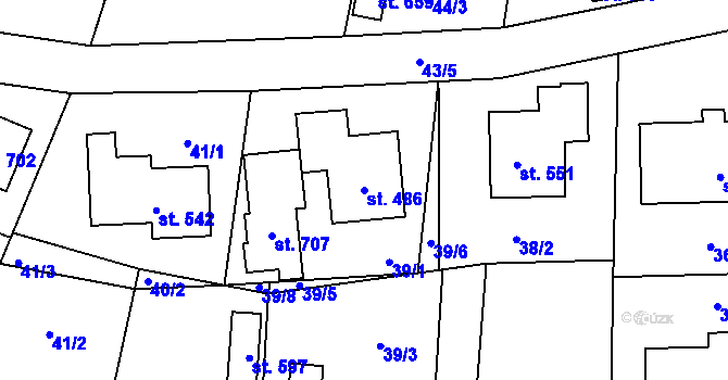 Parcela st. 486 v KÚ Ševětín, Katastrální mapa