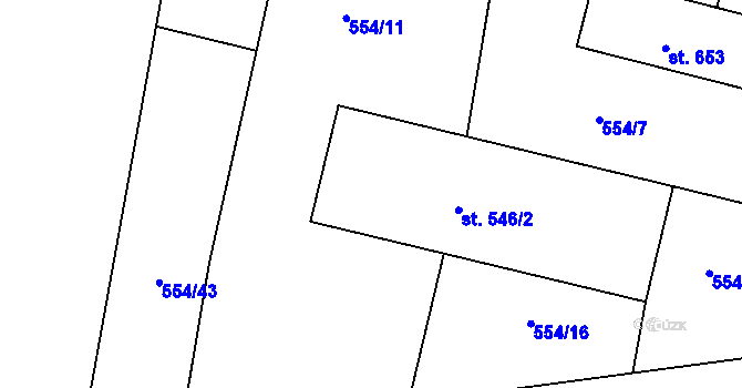 Parcela st. 546/1 v KÚ Ševětín, Katastrální mapa