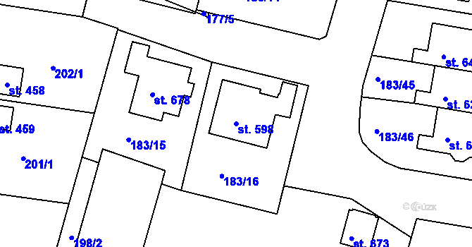 Parcela st. 598 v KÚ Ševětín, Katastrální mapa