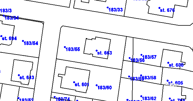 Parcela st. 663 v KÚ Ševětín, Katastrální mapa