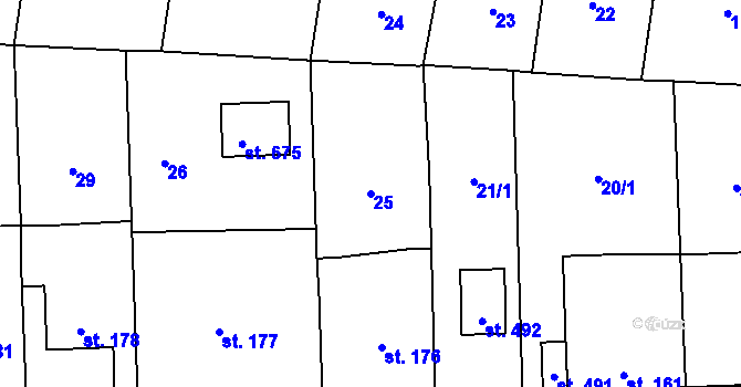 Parcela st. 25 v KÚ Ševětín, Katastrální mapa