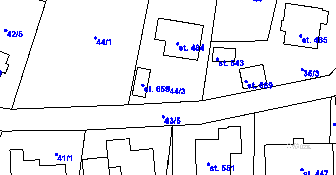 Parcela st. 44/3 v KÚ Ševětín, Katastrální mapa