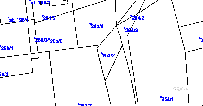 Parcela st. 253/2 v KÚ Ševětín, Katastrální mapa