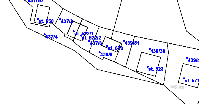 Parcela st. 439/8 v KÚ Ševětín, Katastrální mapa