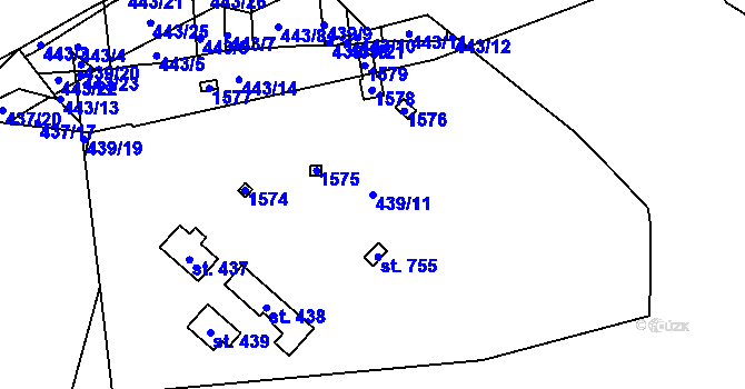 Parcela st. 439/11 v KÚ Ševětín, Katastrální mapa