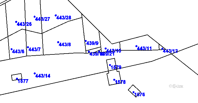 Parcela st. 439/21 v KÚ Ševětín, Katastrální mapa