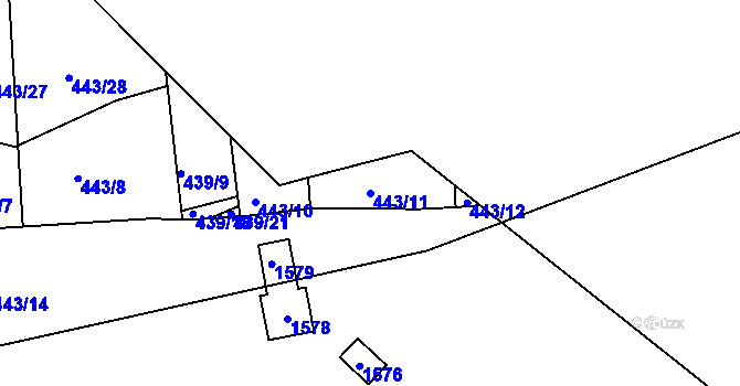 Parcela st. 443/11 v KÚ Ševětín, Katastrální mapa