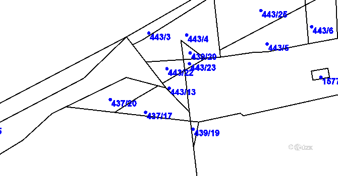 Parcela st. 443/13 v KÚ Ševětín, Katastrální mapa