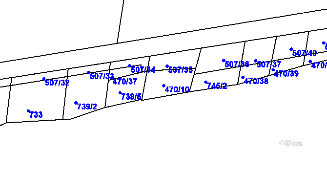 Parcela st. 470/10 v KÚ Ševětín, Katastrální mapa