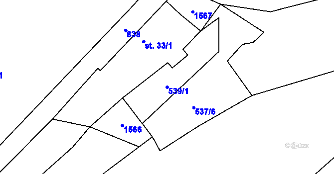 Parcela st. 539/1 v KÚ Ševětín, Katastrální mapa